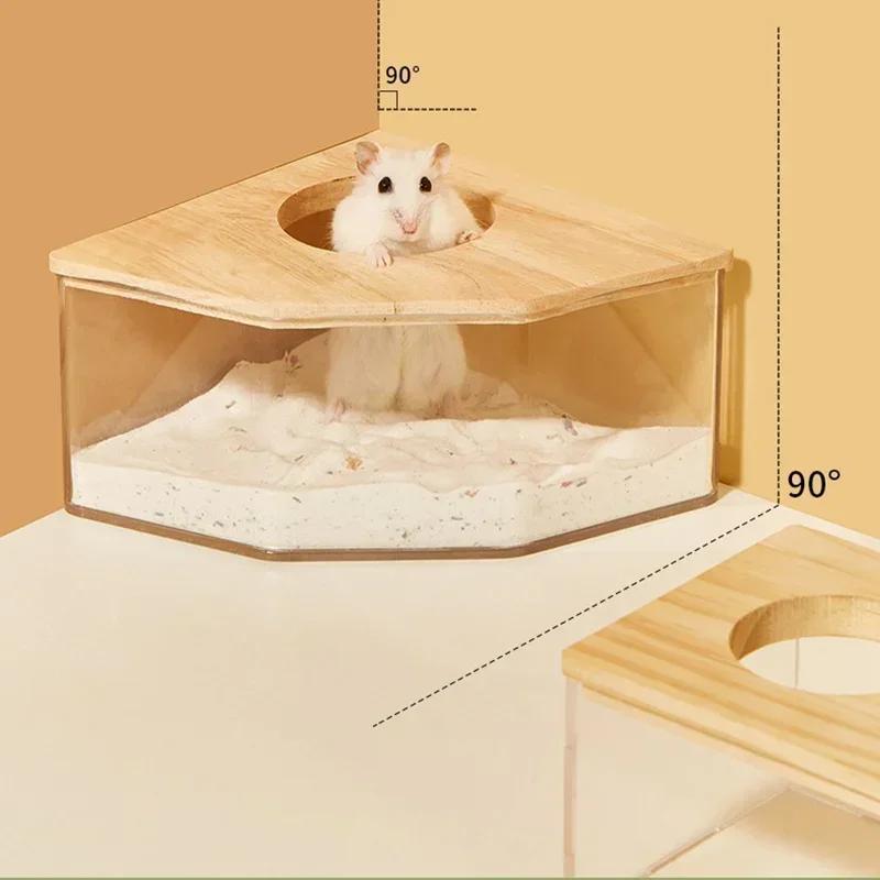 Hamster Bathroom House Sandbox Full Transparent Urine Sand Basin Golden Bear Supplies Sand Bath Container Hamster Bathroom