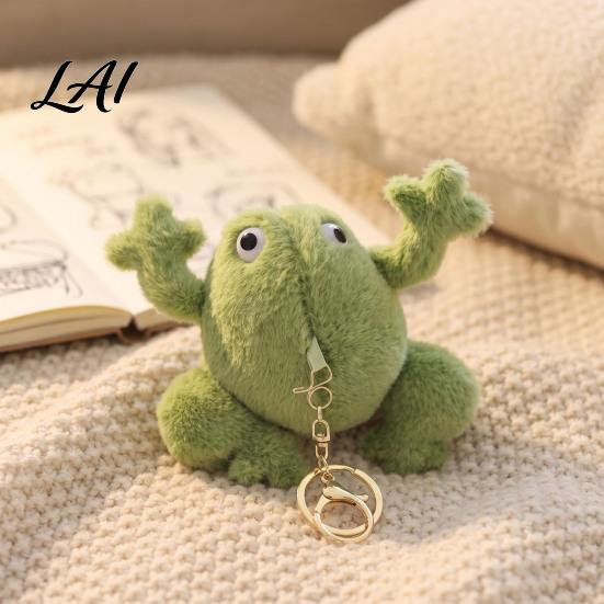 Small Animal Plushie Pendant Cute Frog Plush Keychain Soft Stuffed with Raised Paw Cartoon Gift for Kids Bag Charm Backpack Mini Doll Adults