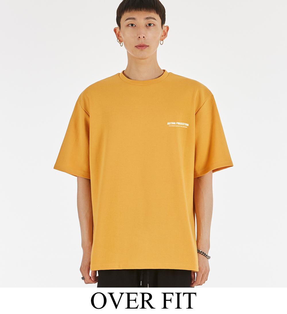 Astral Projection Basic Logo Double Cotton Oversized Short Sleeve T-Shirt_Cheddar Cheese Mustard/Large(Overfit)