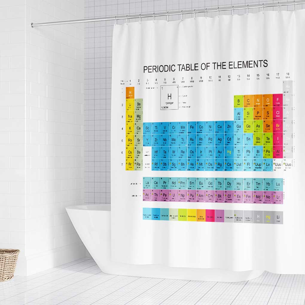 Periodic Table of Elements Shower Curtain Waterproof Home Hotel Bath Screen Bathroom Bathtub Toilet Educational Decorative Drape