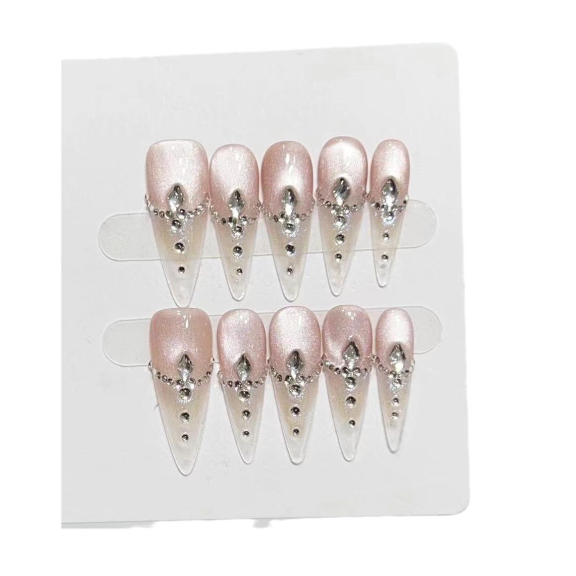 

Чистое ручное плетение брони с высококлассной атмосферой и ледяным нюдовым цветом кошачий глаз французский темперамент богини съемный маникюр готовое изделие Large L