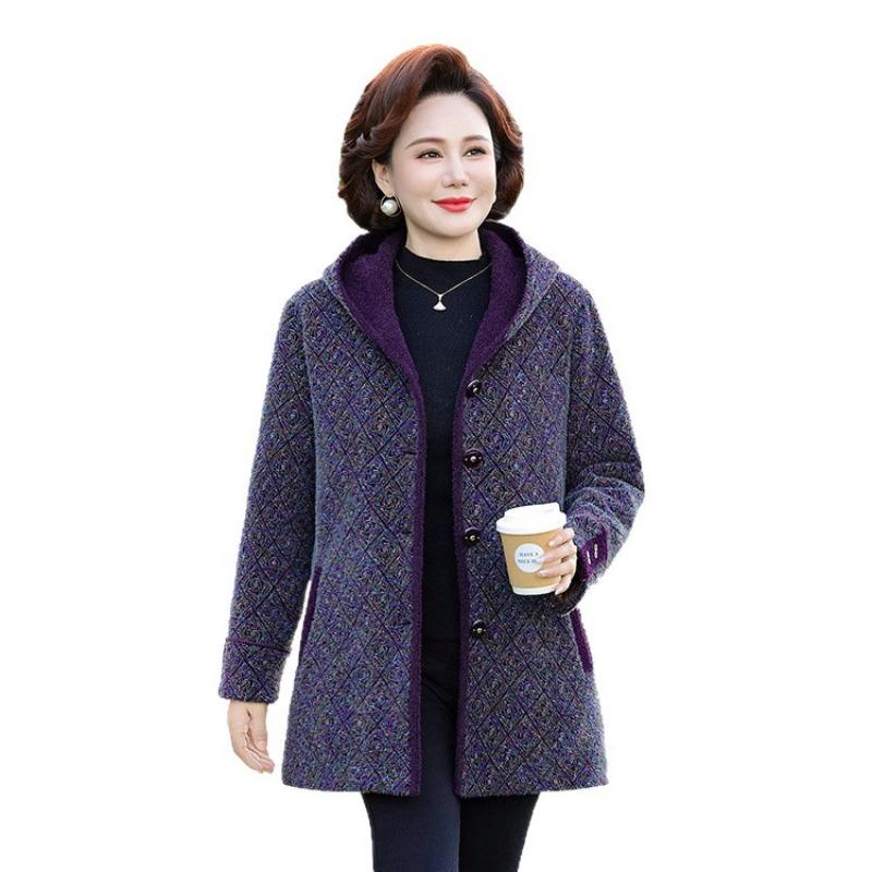 Kleidung für Frauen mittleren Alters und ältere Frauen Winter Samt warm Kapuze Imitation Nerz Samt Mantel Temperament Mutter Kleidung warm verdickt Mantel