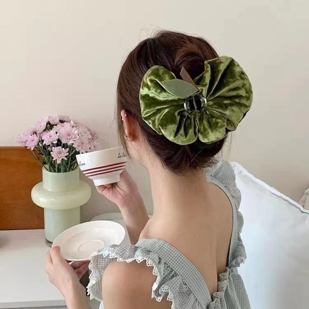 

Cute Velvet Duckbill Clip Creative Hair Grab Clip Fashion Hairpin Xmas Green Hair Clip