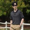 Jeep Men's Striped Lapel Polo Shirt