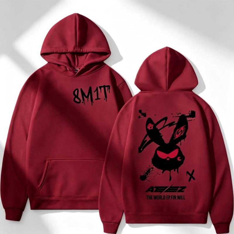 Autumn Men's Women's Hoodies Ateez 8M1T Printing Unisex Fashion Pullover Long Sleeves Loose Casual Vintage Sweatshirts