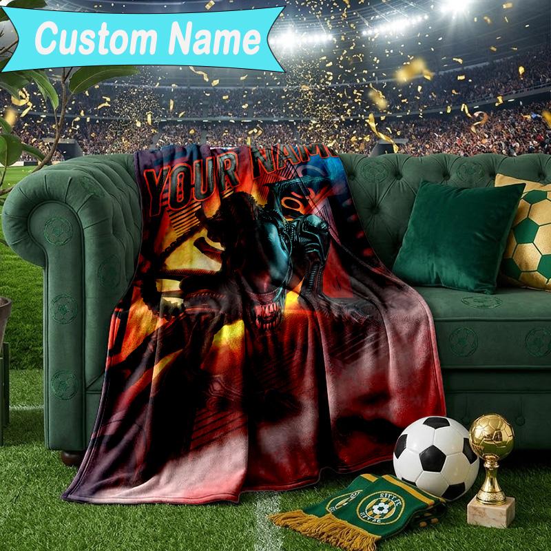 Custom Name Blanket Alien Ornate Frame Blanket Bedding Blanket for Travel, Camping, Living Rooms, Offices, Sofas, Fan Christmas gift
