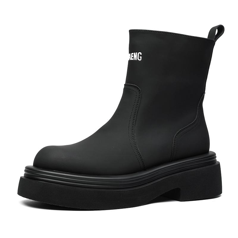

Модный Роскошный Бренд Мужские Повседневные Кожаные Челси Зимние Ботинки на Платформе Снежные Ботинки Мужские Противоскользящие Мотоциклетные Ботинки Легкие Ботинки с Круглым Носком 44 чёрный