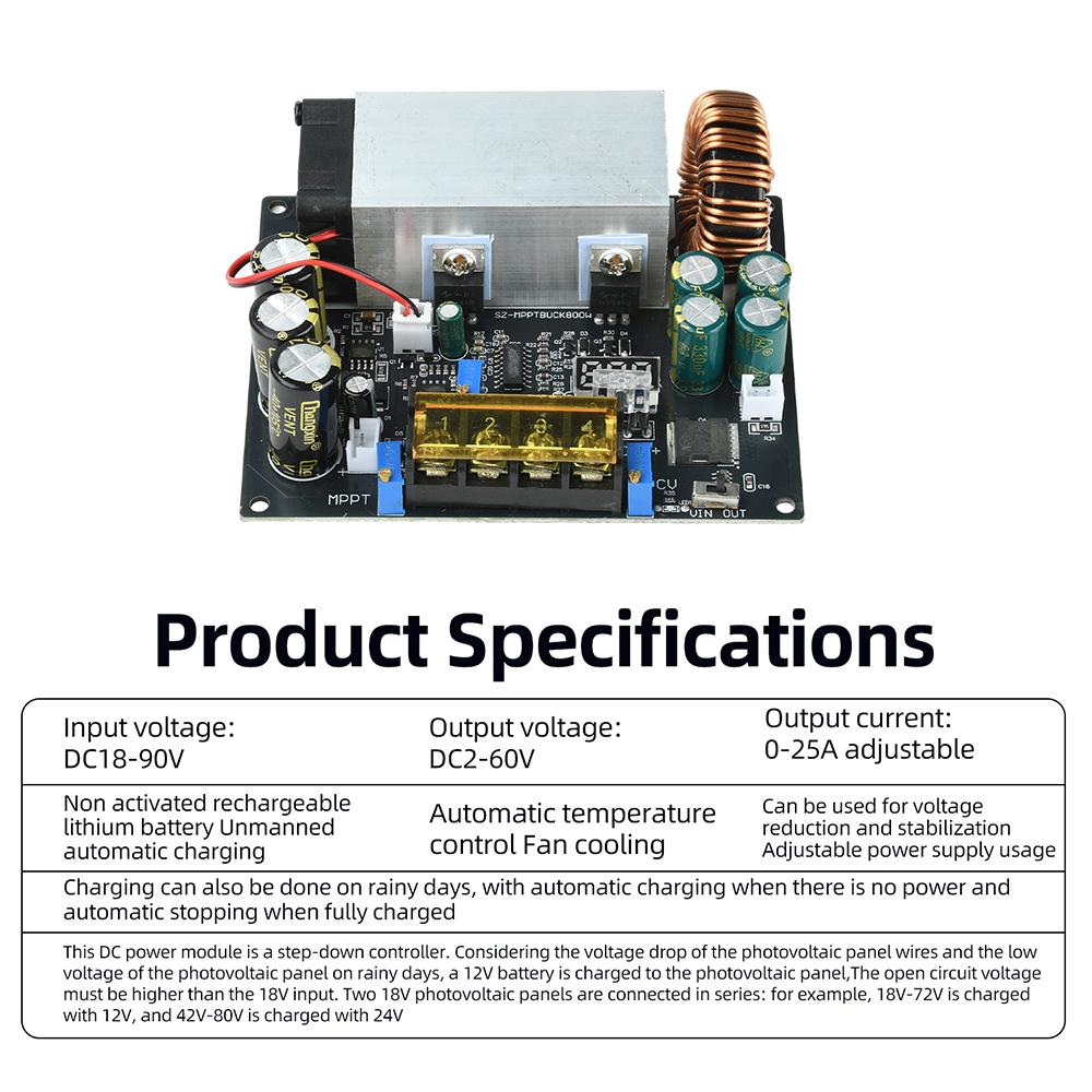 811w 11a Mppt Solar Charging Power Supply Module 18-91v Input 1-61v Output Dc-dc Step Down Buck Converter Auto Charging Board