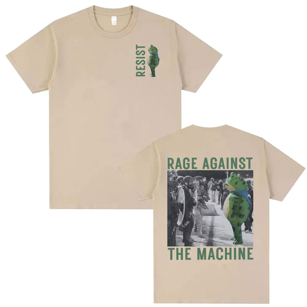 Rage Against The Machine Portland Frog T Shirt Funny Meme Tshirts Men Women Summer Cotton Loose Short Sleeve Tshirt Streetwear