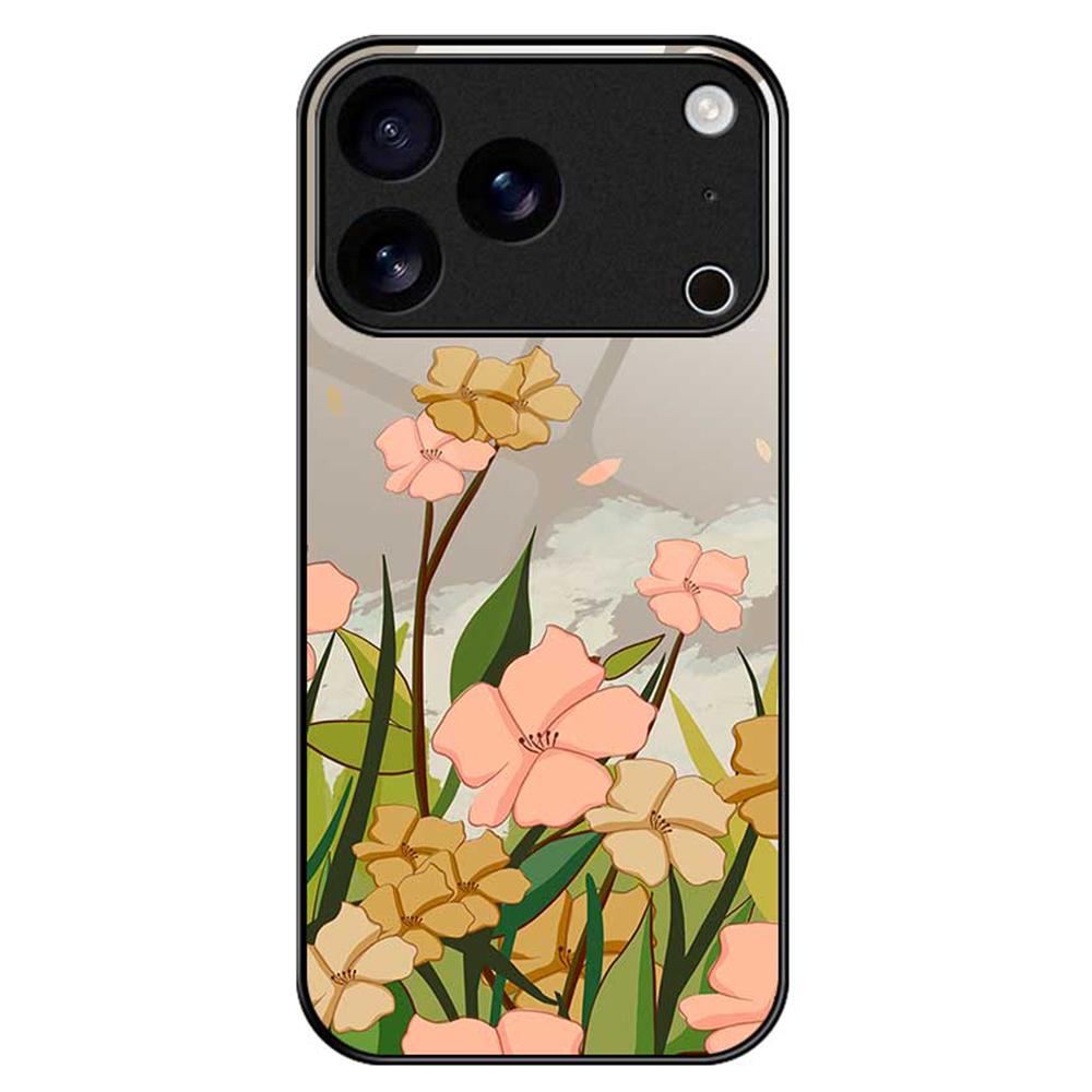 For iPhone 17 Pro Max Case TPU PC Tempered Glass Pattern Printing Phone Back Cover