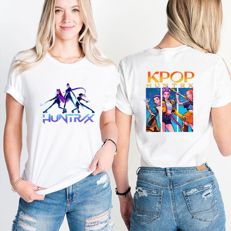 

Fashion Korean T-shirts Kpop Demon Hunter Huntrx Print Aesthetic Clothing Women T-shirt Harajuku Graphic Clothing Women s Tops 3XL
