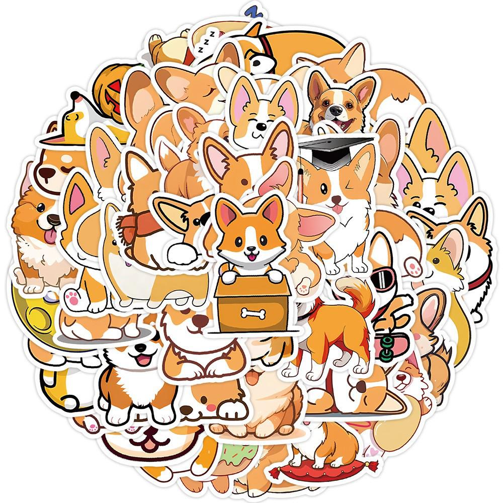 50PCS Cute Cartoon Puppy Stickers: Waterproof Decorative Decals for Phone, Tablet, Laptop, and Refrigerator