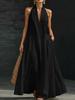 European and American New 2026 Summer Women's Casual Solid Color V-neck Dress Skirt