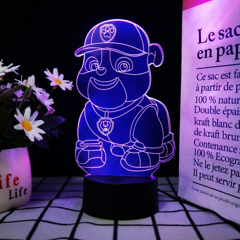 Night Light 3d Paw Patrol Toys Illusion Lamp 7 Colors Changing Desk Led Lights
