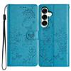 For Samsung Galaxy M36 5G Wallet Phone Case Butterfly Floral Imprint Leather Flip Cover with Strap