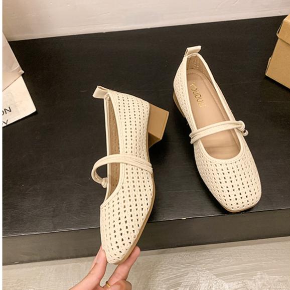 

Модная обувь на среднем каблуке с сеткой и вырезами для женщин, модные дышащие новые летние сандалии 2025, туфли-лодочки с толстым каблуком и неглубоким вырезом, комфортные сандалии для женщин 40 покинуть белый