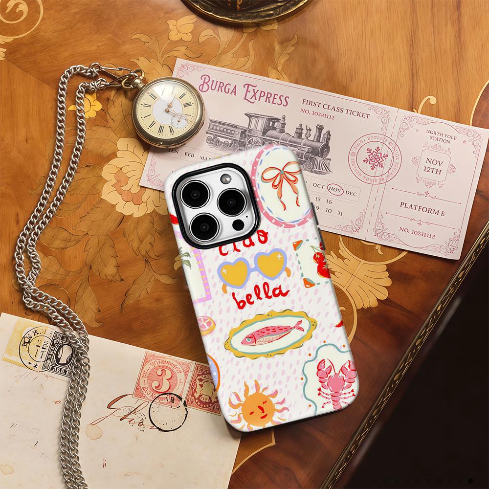 Ciao Bella Italian Motifs Phone Case for IPhone 17AIR 16E 16 15 14 13 12 11 17 Pro Max Plus Double-layer Back Cover