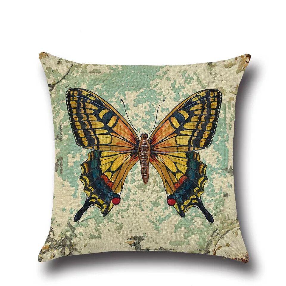 Vintage Butterfly Pattern Throw Pillow Cover Classical Artistic Style Decorative Cushion Case Sofa Bed Home Decor Pillowcase