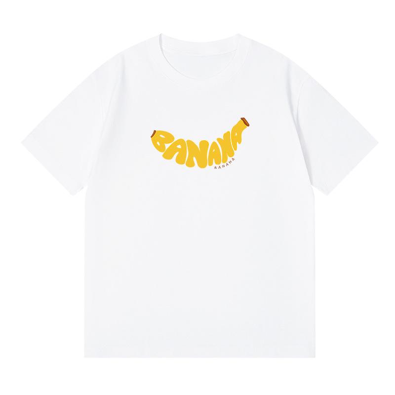 Women's Creative Banana Print Cotton T-Shirt - Short-Sleeved, Versatile Spring/Summer Casual Top