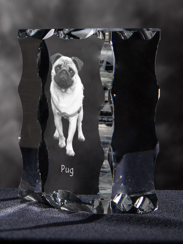 Pug - Crystal with a Picture of a Dog, Glass Statuette with a Picture, Unique Frame with a Picture from Art-Dog Brand