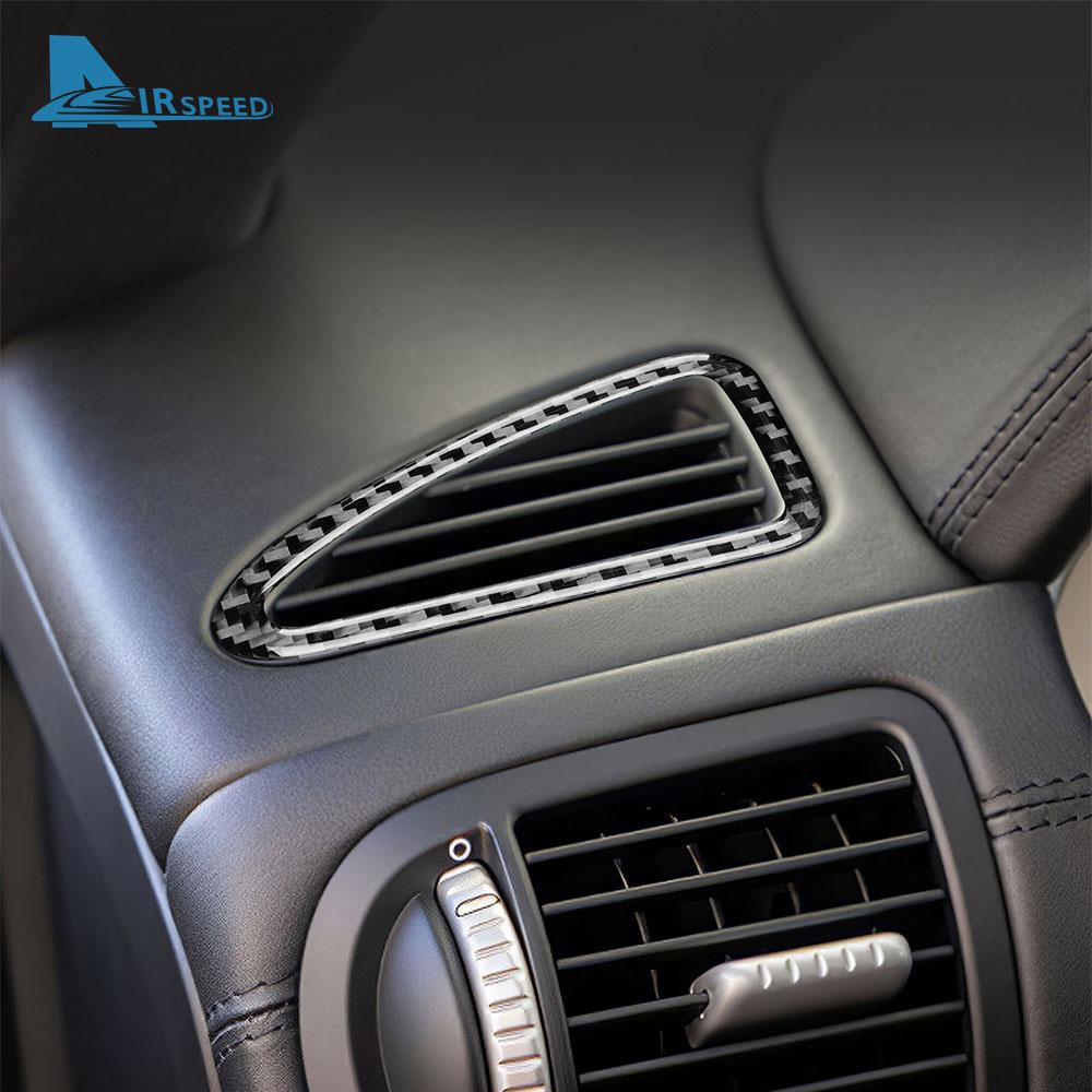 Real Soft Carbon Fiber Sticker For Porsche Cayenne 2003 2004 2005 2006 2007 2008 2009 2010 Demister Vent Interior Accessories