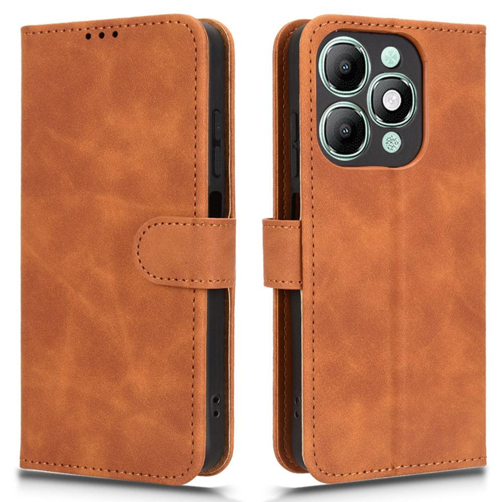 

Для itel A90 4G Кожаный чехол с текстурой кожи Противоударный Чехол-кошелек с откидной крышкой для телефона Brown