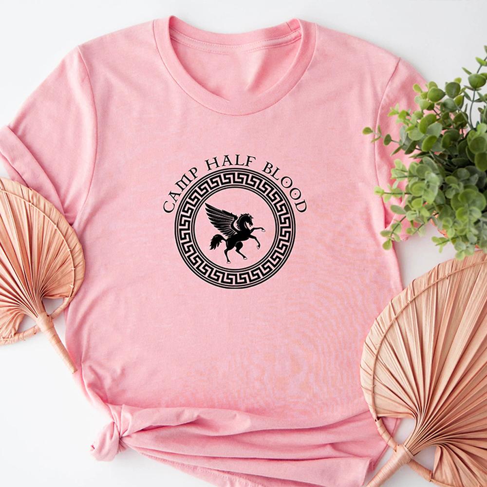 Dámské Vintage tričko Camp Halfblood Percy Jackson Dark Academia Potisk Camp Half Blood Tričko s kulatým výstřihem Unisex Y2K Top Streetwear