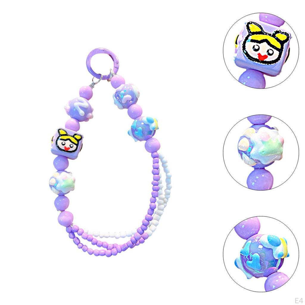 Beaded Keychain Car Key Ring Bangle Chain for Bags Purse Girls Gift