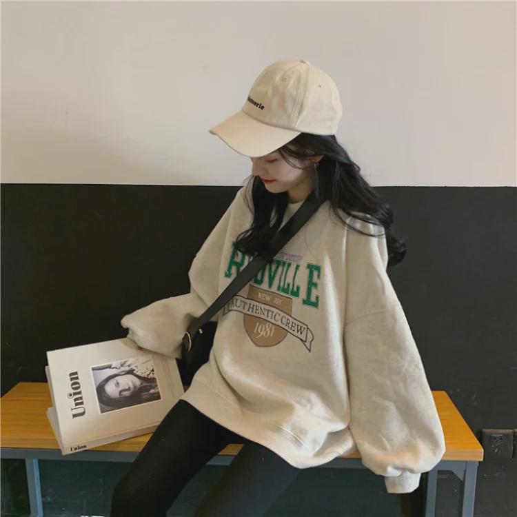 Plüschiger, verdickter, lockerer Rundhals-Langarmpullover - Damen Herbst/Winter Koreanischer Stil Studentenoberteil.