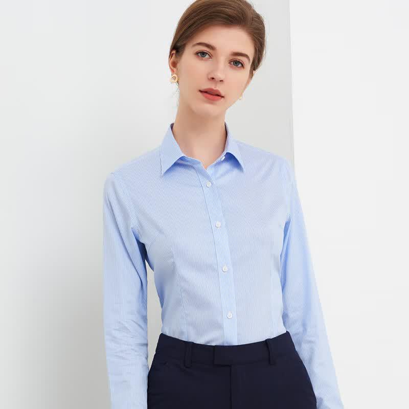 Women s Striped Pure Cotton Long-Sleeve Business Shirt 38