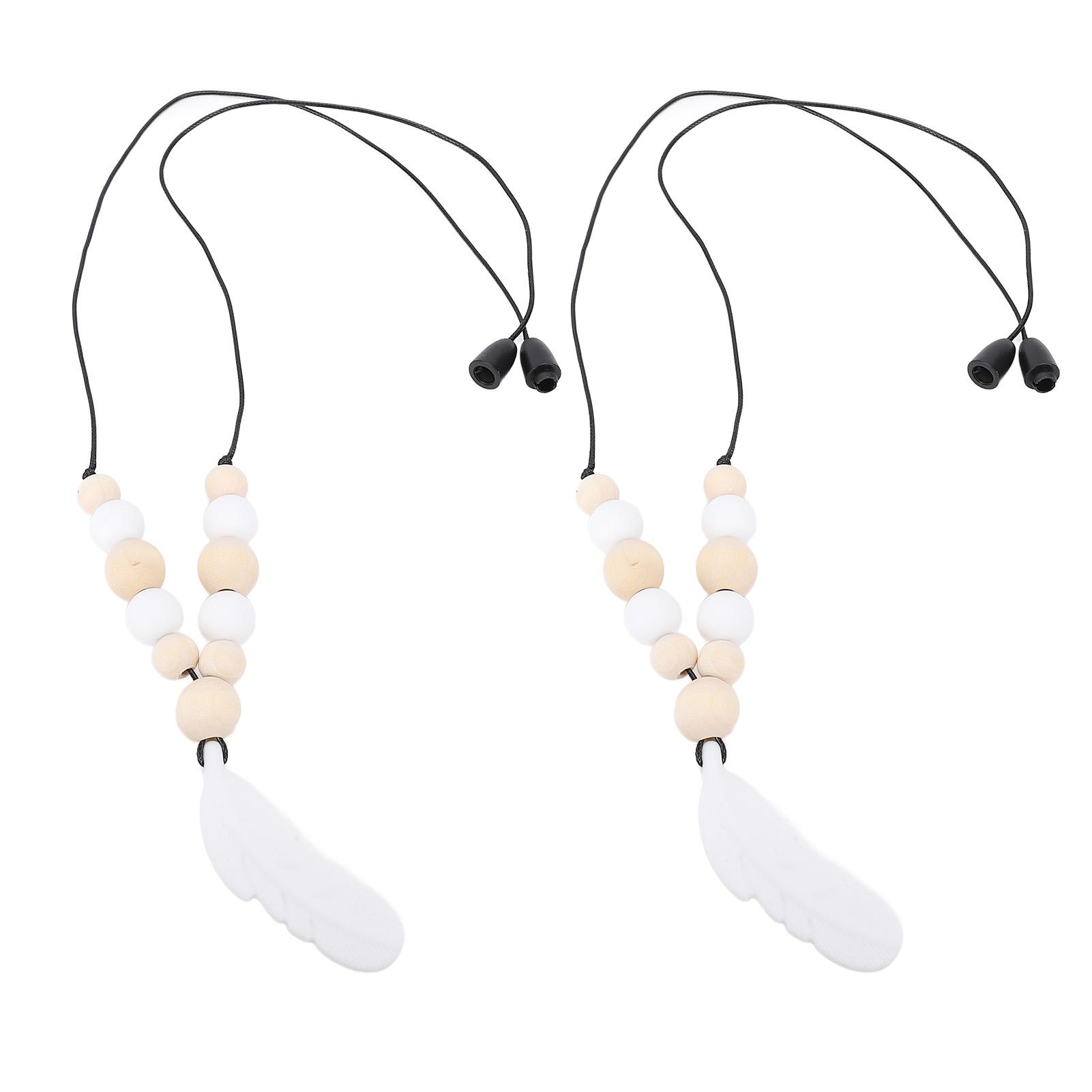 

2 шт. Сенсорне намисто Зменшує гризіння пальців М яке силіконове намисто-гризунок Кулон у вигляді пір їнки Сенсорне намисто White