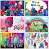 BEPAN Cartoon Trolls Theme Customizable Banner Background Children's Birthday Baby Shower Gift Decoration Props Studio Photography