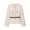 Women's Fashion Belt Suede Solid Color Suit Long-Sleeved Jacket