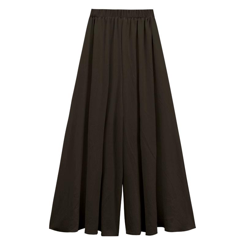 

Летние чистые белые брюки-клеш, женские широкие брюки, юбка, брюки с высокой талией, юбка Fairy A Line, девятиточечная юбка, брюки, одежда Y2K L коричневый