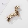 Retro Dog Shape Brooch Shining Rhinestones Inlaid Pin Suit Lapel Shawl Animal Badge Outfit Clothing Accessories