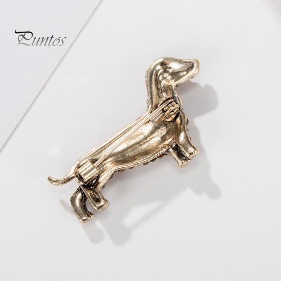 Retro Dog Shape Brooch Shining Rhinestones Inlaid Pin Suit Lapel Shawl Animal Badge Outfit Clothing Accessories