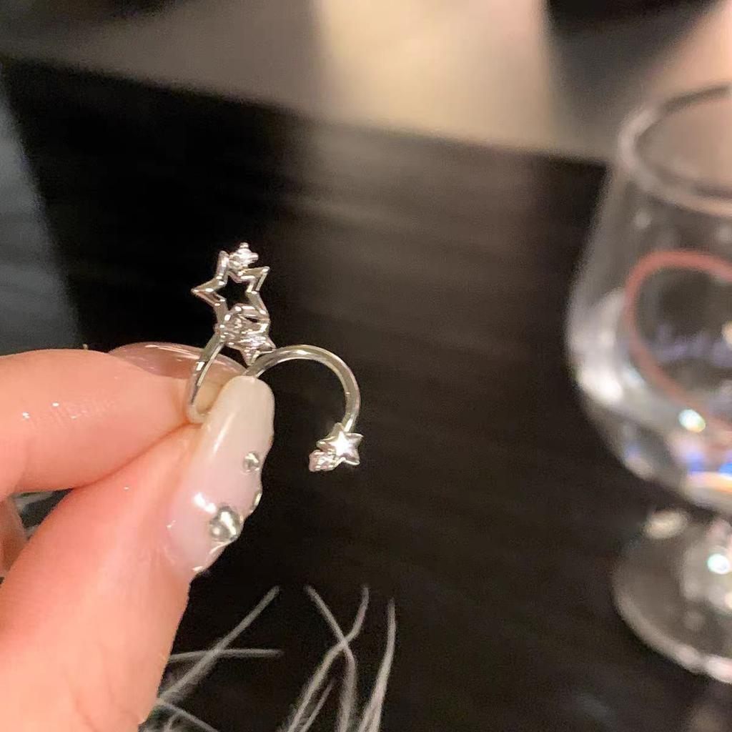 Star Zircon Ear Cuff Jewelry Hypoallergenic Titanium Steel Cartilage Earring With Secure Fit For Daily Wear