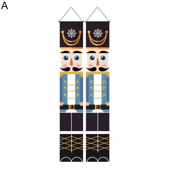 1 Paar Nussknacker Soldat Banner Weihnachten Veranda Schild Türhänger Frohe Weihnachten Banner für Weihnachts-Heimdekoration