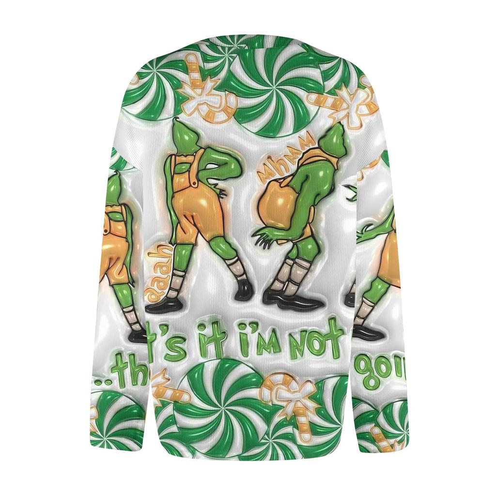 Women's Fashion Casual Knit Sweater Button-Up Christmas Print Cardigan Jacket