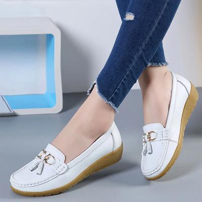Zapatos Planos de Moda para Mujer Zapatos de Ballet Cuero Calado Transpirables Mocasines Mujer Zapatos Náuticos Bailarina Zapato Casual para Dama