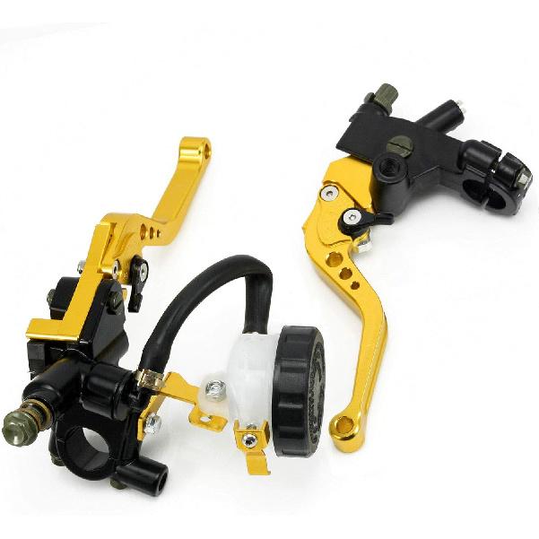 

1 Pair Motorcycle Brake and Clutch Levers, Universal Brake Clutch Master Cylinder Reservoir Levers 7/8 22mm (Gold) золотий