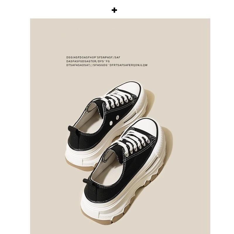 Platform canvas shoes spring new heightening big head versatile casual muffin sports little white shoes delicate board shoes