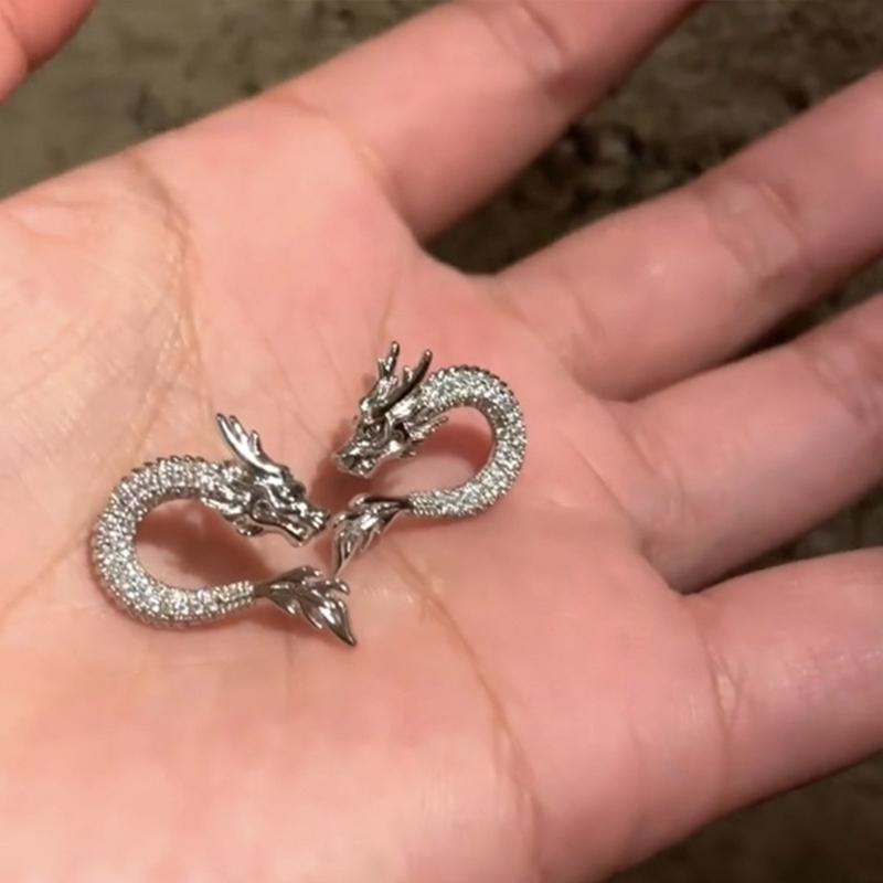 Lightweight and Comfortable Chinese Dragon Earrings Chinese Culture Themed Dragon Ear Studs Adornment Stylish Ear Rings