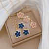 Five-Leaf Flower Necklace, Earrings Set, Light Luxury Slightly Inlaid With Personalized Temperament, Banquet Earrings And Accessories Combination