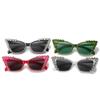 New Personality Fashion Cat Eye Colorful Big Diamond Glasses Droplet Shaped Sunglasses Cat Eye Diamond Sun Glasses