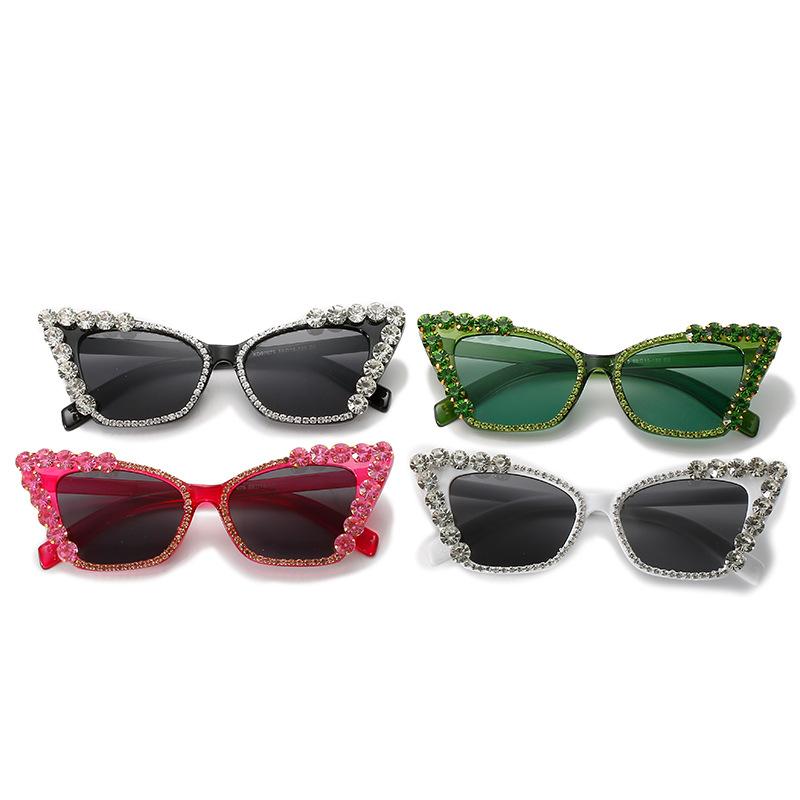 New Personality Fashion Cat Eye Colorful Big Diamond Glasses Droplet Shaped Sunglasses Cat Eye Diamond Sun Glasses