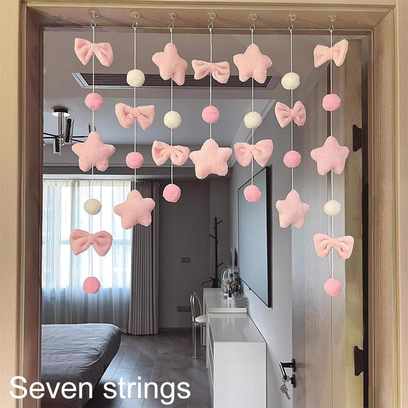 

1 комплект Занавесный декор Романтический розовый бант Декор для комнаты девочки Подвесные украшения Прелестная бахрома Занавеска Сердцевидная перегородка Нить
