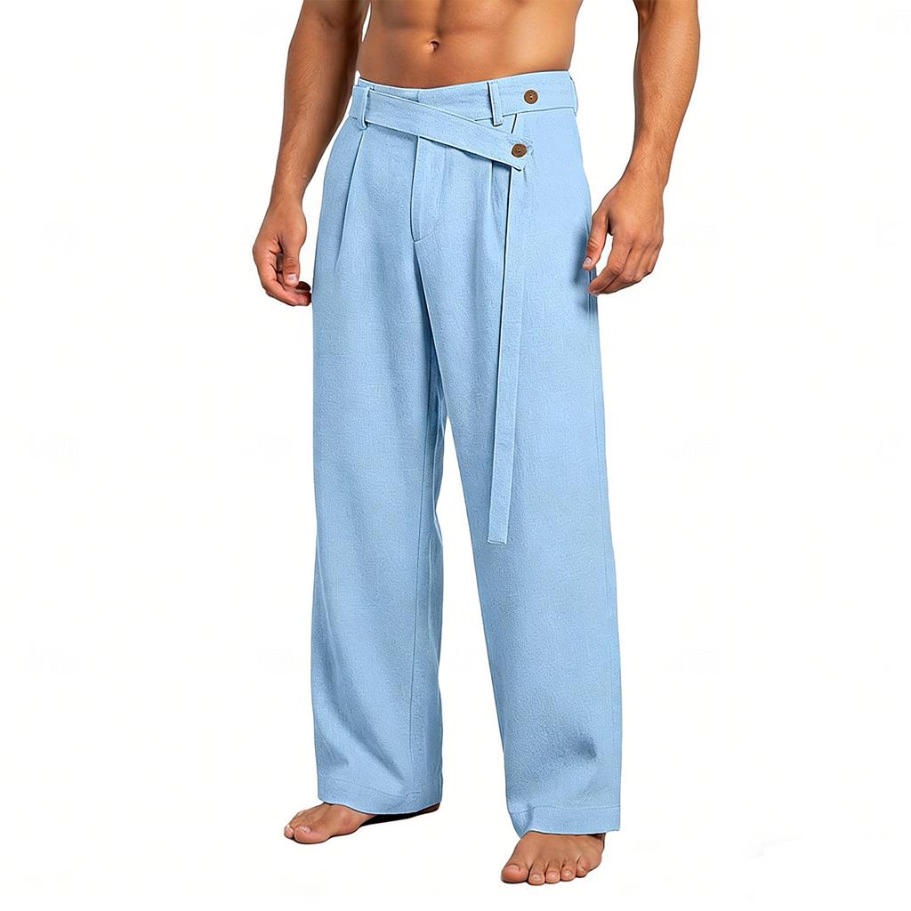 Herren Leinenhosen Hosen Sommerhosen Gerade Beine Einfach Komfort Atmungsaktiv Vollständig Lässig Täglich Urlaub Mode