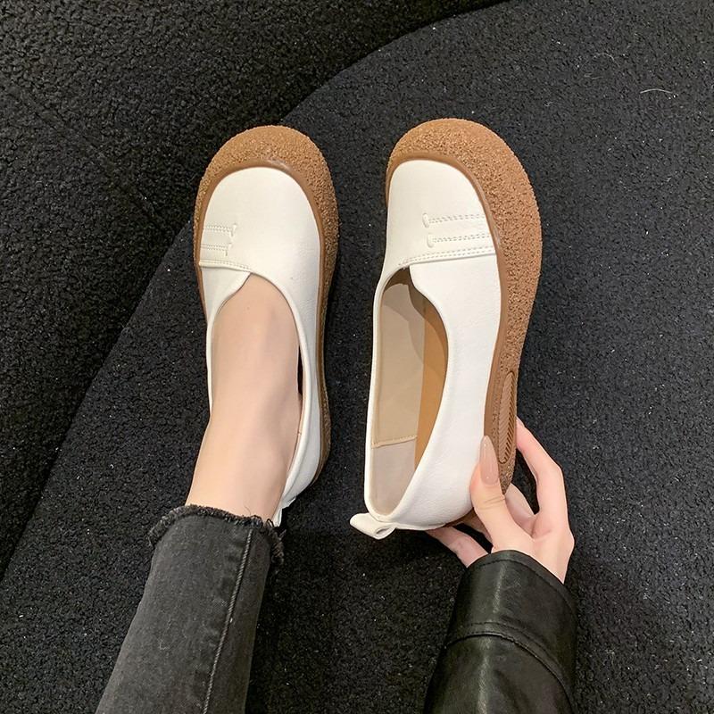 Fashion Slip-on Flat Single Shoes Autumn New Round Toe Shallow Mouth Soft Sole Non-slip Wear-resistant Low-heeled Shoes