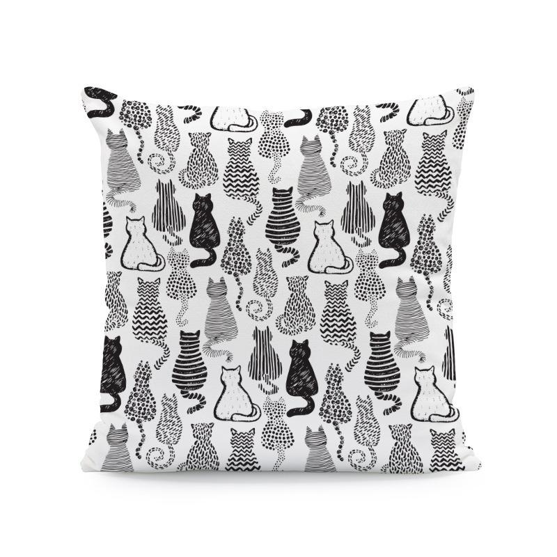 Exotic Cat Print Pillow Cover Zipper Closure Removable Fine One-Side Design Vibrant Blue & Golden Floral Pattern Bedroom, Sofa, Car Pillowcase